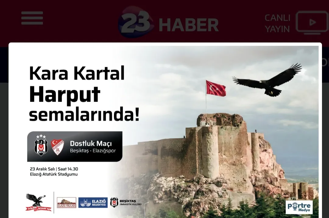 Manşet: DOSTLUK  MAÇI VE ANKAMLI ETKİNLİK BJK ELAZIĞSPOR