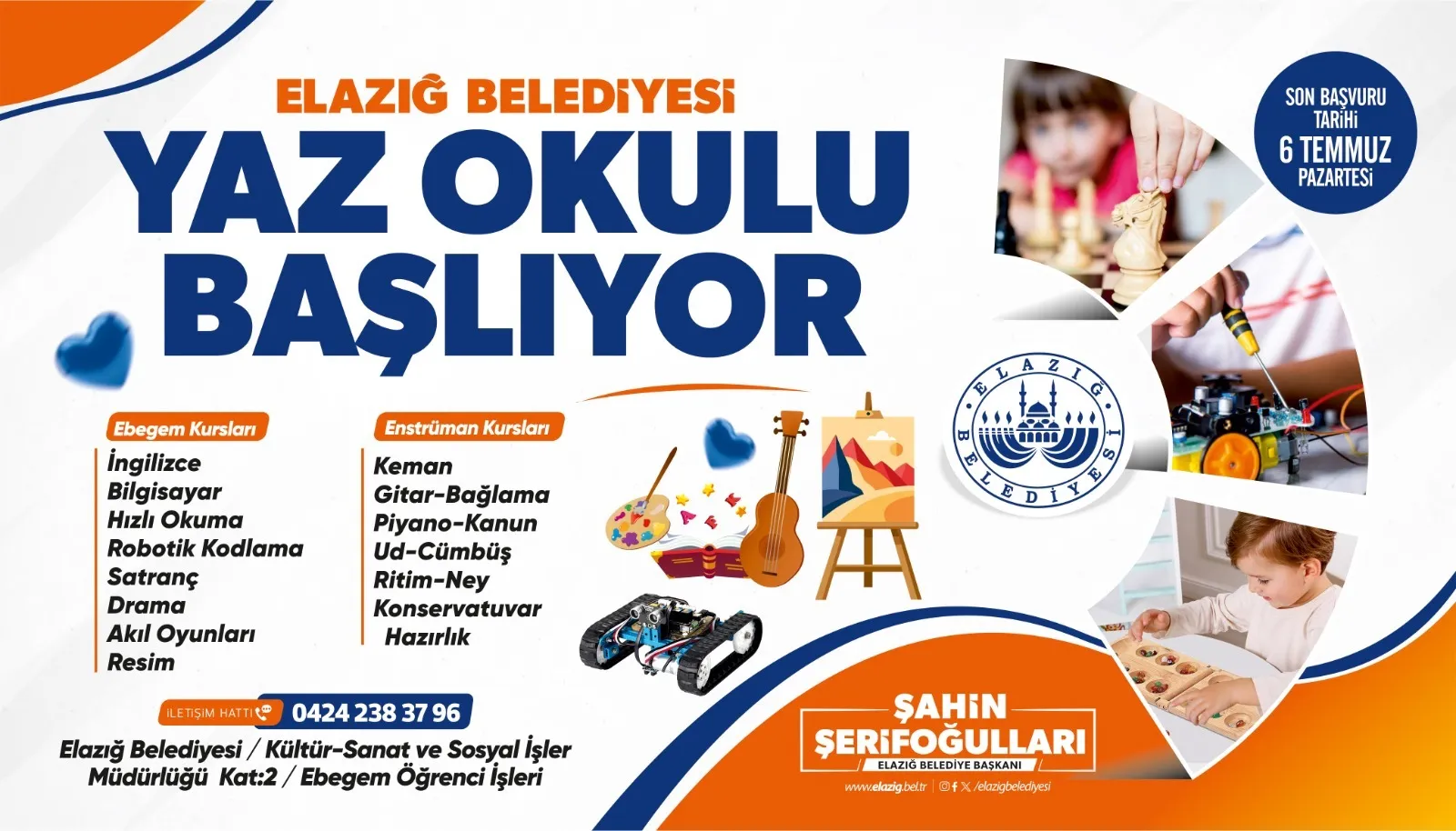 ELAZIĞ BELEDİYESİ YAZ OKULU İÇİN KAYITLAR DEVAM EDİYOR