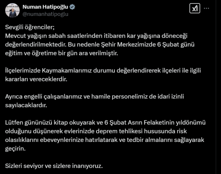 Elazığ’da Eğitime Ara Verildi